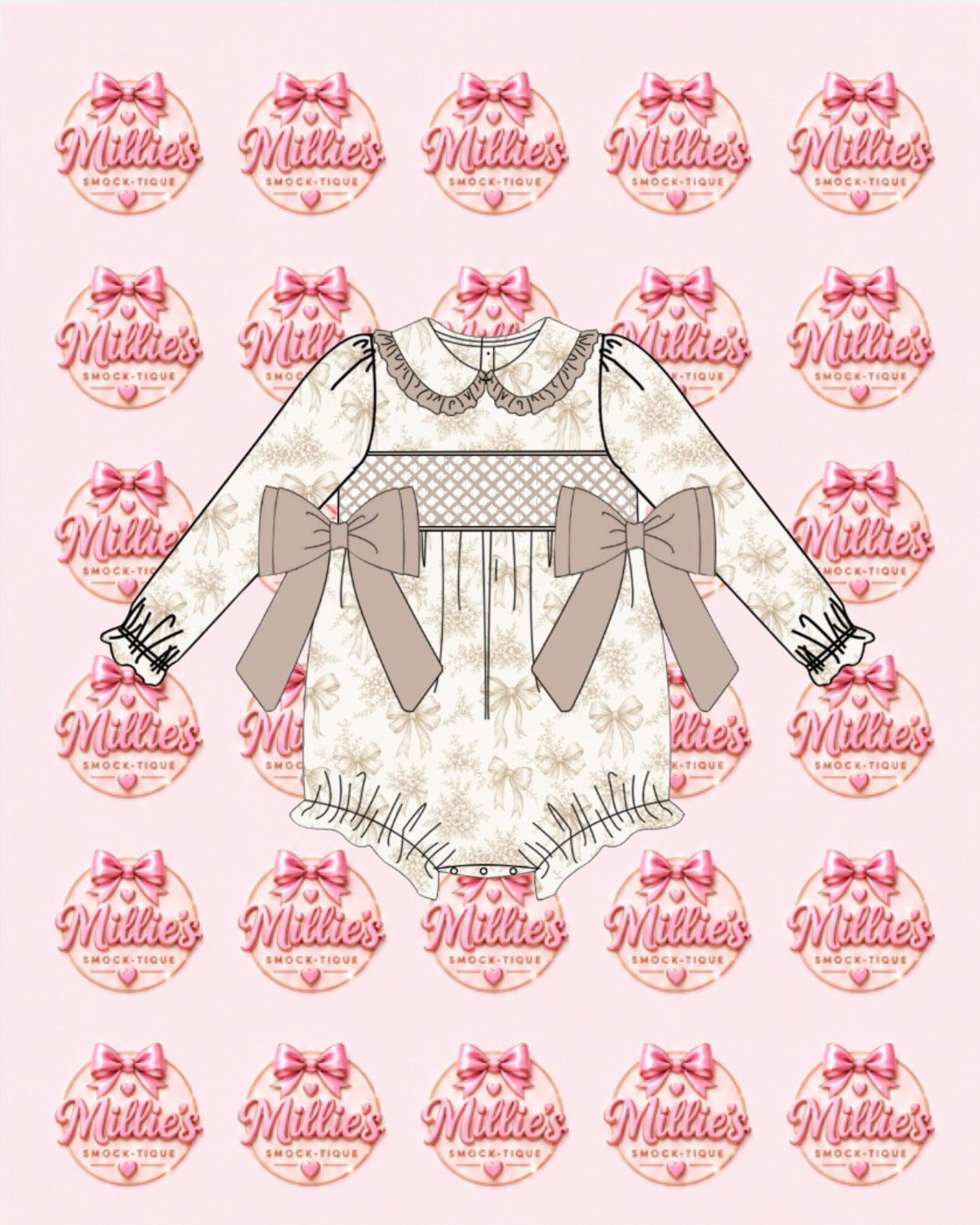 Beige Bow Tolie Romper