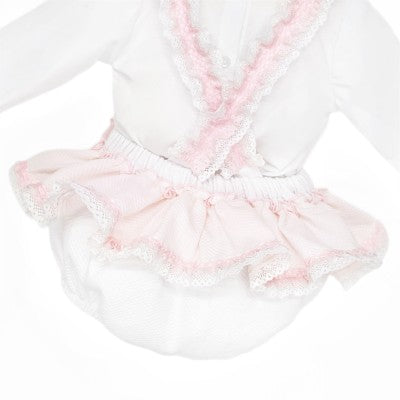 Wee Me Brodiery Angalise Frilly Romper with Shirt
