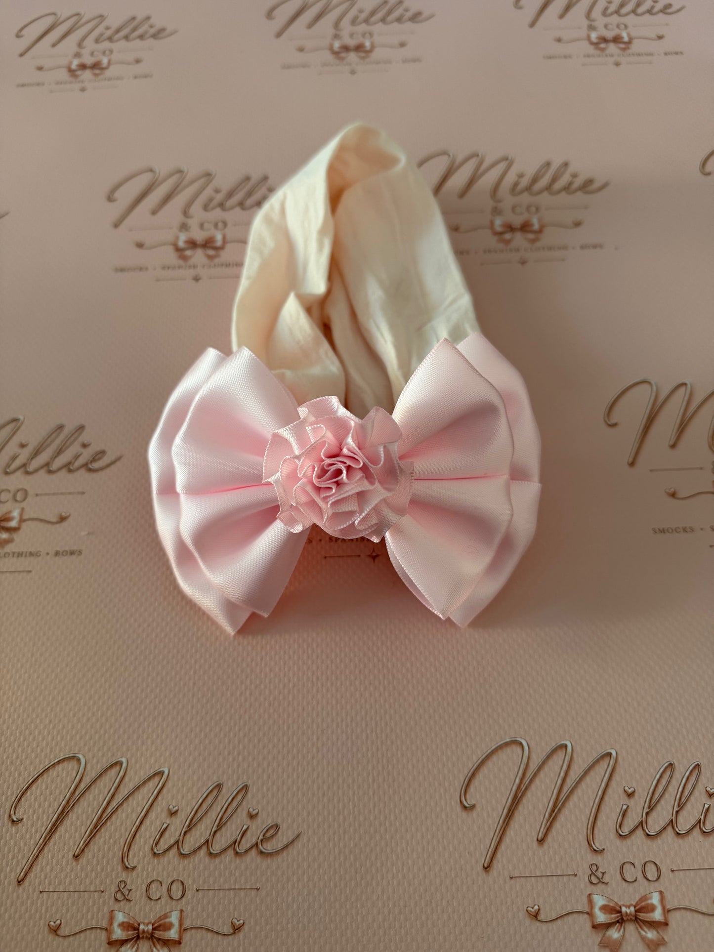 Pink Flower Double Headband