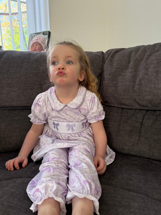 Lilac floral & bow pyjamas