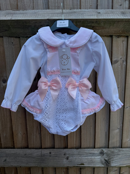Wee Me Brodiery Angalise Frilly Romper with Shirt