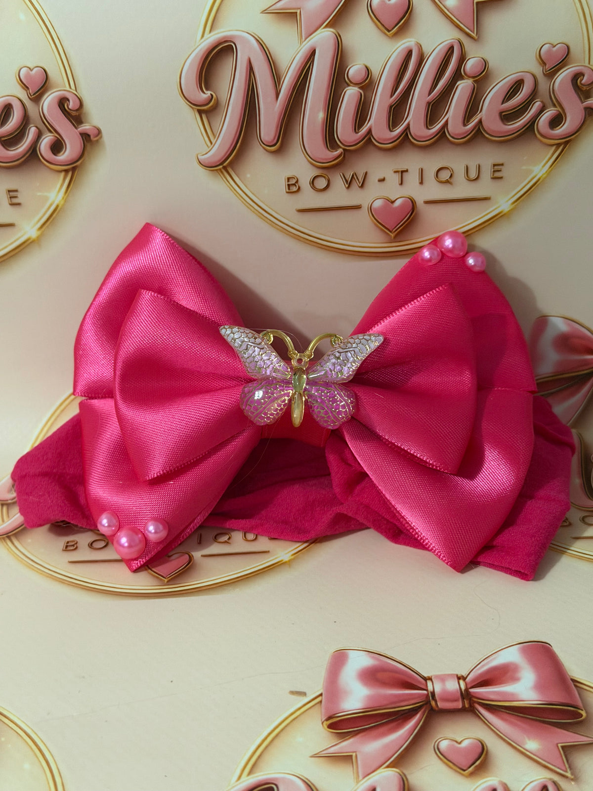 Butterfly hot pink headband