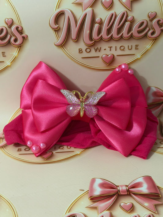Butterfly hot pink headband
