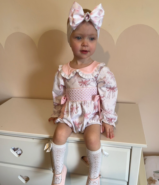 Floral&Bow Smocked Romper