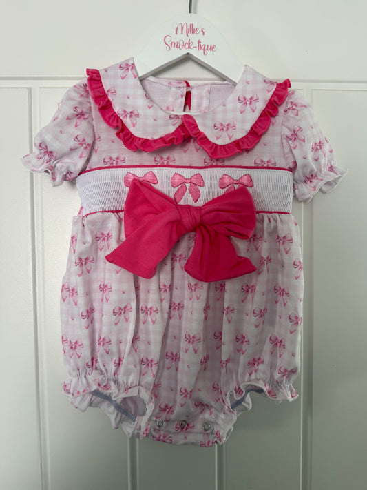 Pink Gingham Bow Romper