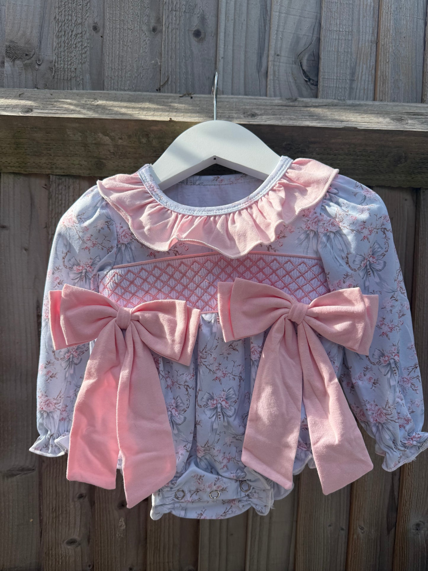 Pink & blue floral romper