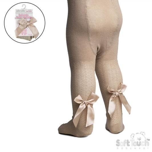 Beige Jaquard Tights 0-24M