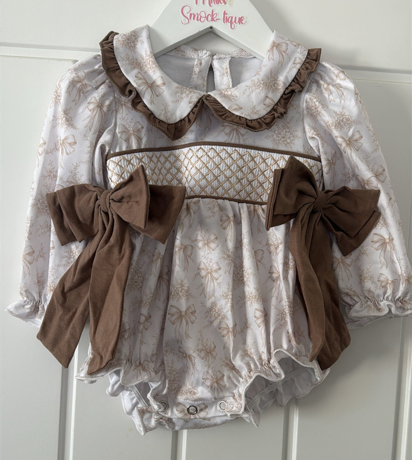 Beige Bow Tolie Romper