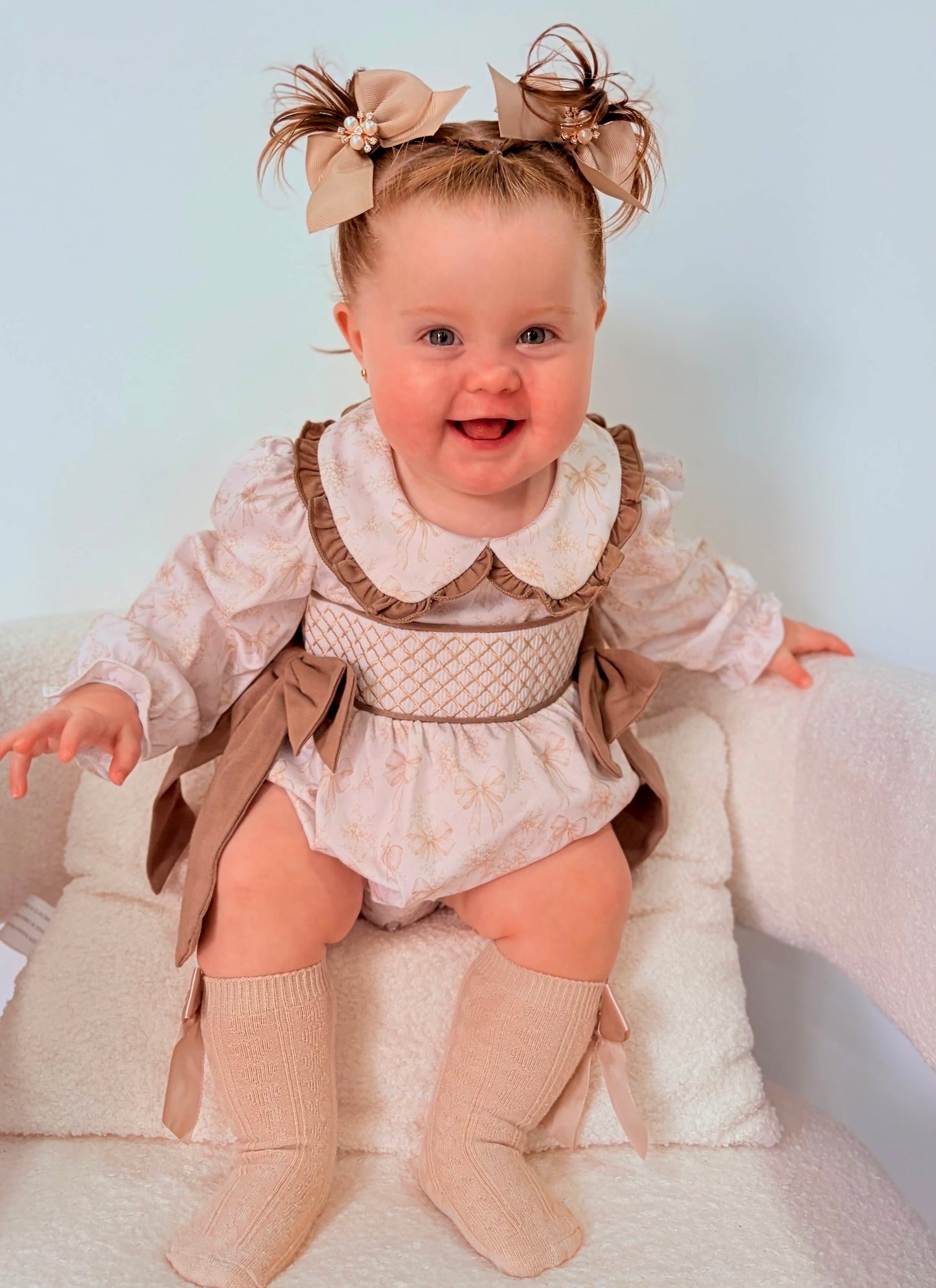 Beige Bow Tolie Romper