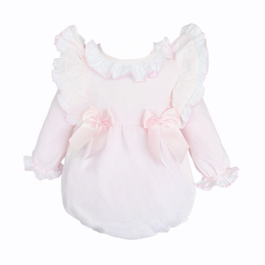 Wee Me Pink Waffle Frilly Romper